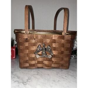 Basktetville Putney Vermont Picnic Basket Sewing Basket American Eagle 15" X 11"